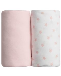 BBC Set of 2 Fitted Sheet 60*120 Printed Star Pink + Pink