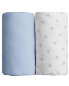 BBC Set of 2 Fitted Sheet 60*120 Printed Star Blue + Blue