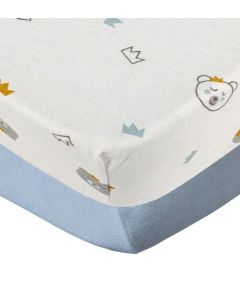 BBC Set of 2 Fitted Sheet 70*140 Printed all Over Bear + Blue