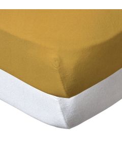 BBC Set of 2 Fitted Sheet 70*140 Mustard + White