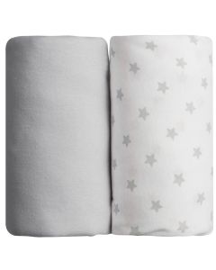 BBC Set of 2 Fitted Sheet 70*140 Printed Star Grey + Grey