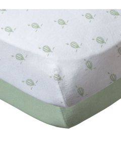 BBC Set of 2 Fitted Sheet 70*140  Almond Green + Baloons