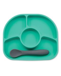 BBLUV Yumi 4Section Silicone Plate and Spoon Aqua