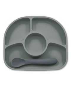 BBLUV Yumi 4Section Silicone Plate and Spoon Grey